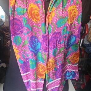 Colorful Floral Wide Leg Women's Pants